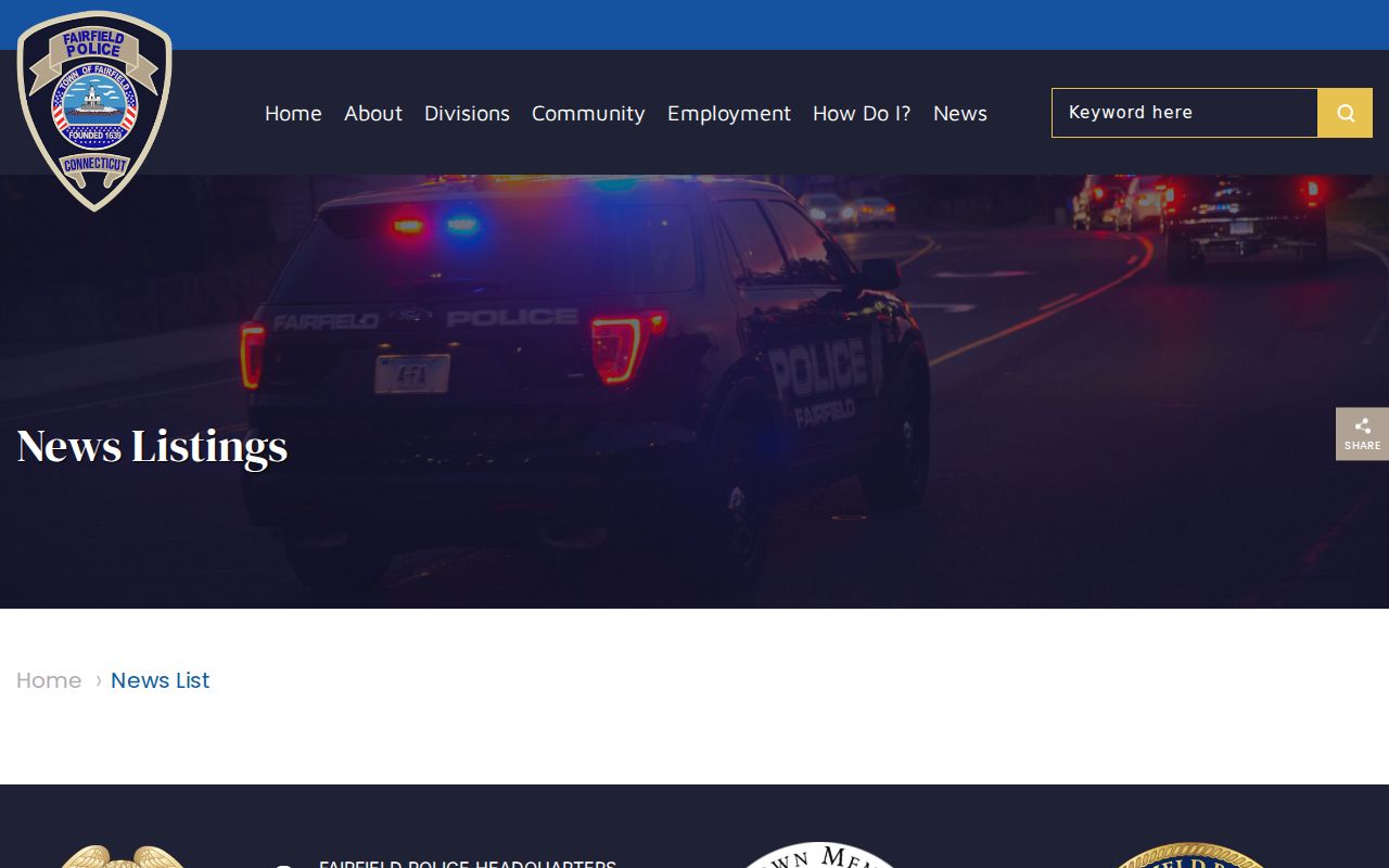 Fairfield Police current news index used to monitor official warrant-service information